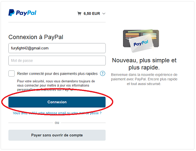 Paiement par compte Paypal